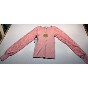 BiBi Women's Top with lace long sleeves Color pink Size M (0294)